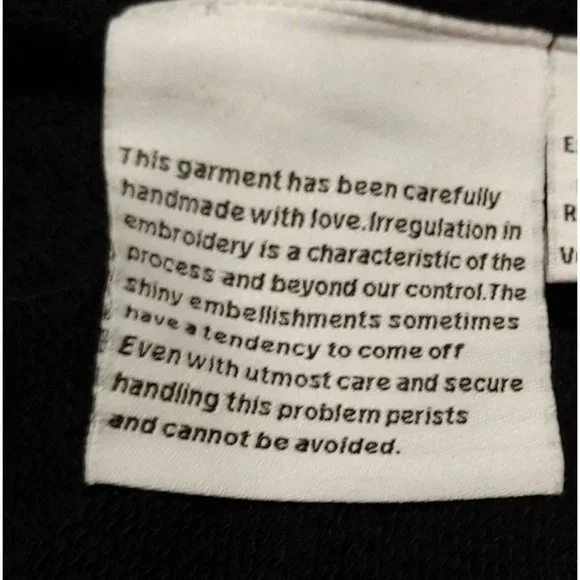 Hemant & Nandita Womens Black Handmade Blingy Sparkly Crystals Sweatshirt XS - Picture 14 of 14